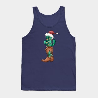 Cowboy boots, Christmas hat, Western Christmas, Howdy Christmas Tank Top